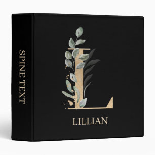 L Monogram Floral Personalized 3 Ring Binder