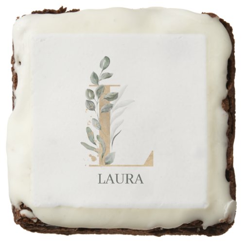 L Monogram Floral Personalized Brownie