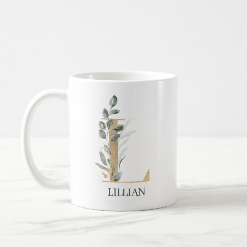 L Monogram Floral Personalized Coffee Mug