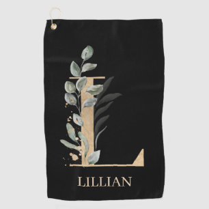 L Monogram Floral Personalized Golf Towel