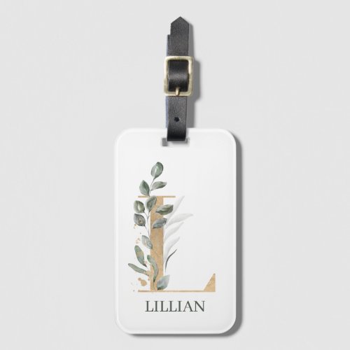 L Monogram Floral Personalized Luggage Tag