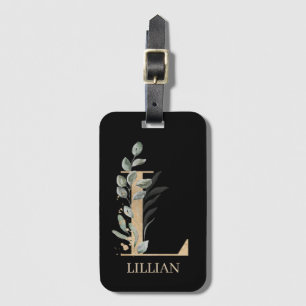 L Monogram Floral Personalized Luggage Tag