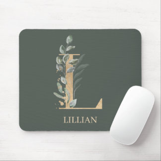 L Monogram Floral Personalized Mouse Pad