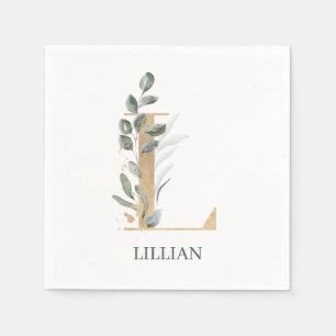 L Monogram Floral Personalized Napkins