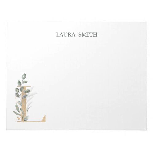 L Monogram Floral Personalized Notepad