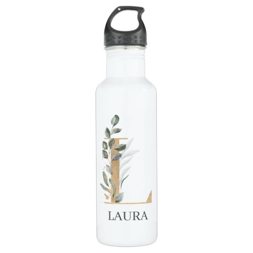 L Monogram Floral Personalized Stainless Steel Wat Stainless Steel Water Bottle
