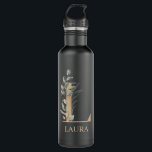 L Monogram Floral Personalized Stainless Steel Water Bottle<br><div class="desc">Letter L monogram floral. Letter L in golden brown texture accented with green watercolor compound leaves,  flower blossoms and gold dust. Personalized with name in matching font.</div>