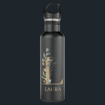 L Monogram Floral Personalized Stainless Steel Water Bottle<br><div class="desc">Letter L monogram floral. Letter L in golden brown texture accented with green watercolor compound leaves,  flower blossoms and gold dust. Personalized with name in matching font.</div>