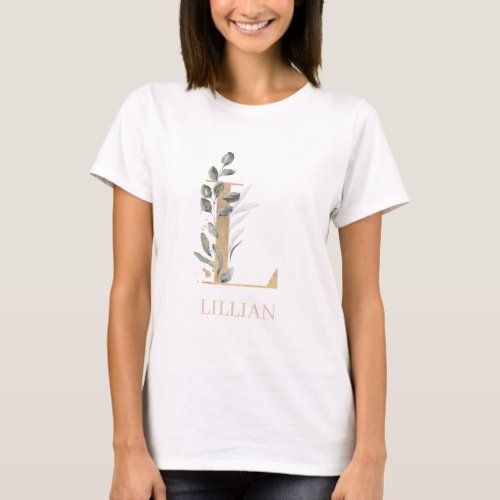 L Monogram Floral Personalized T_Shirt