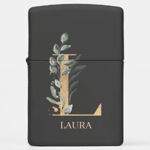 L Monogram Floral Personalized Zippo Lighter