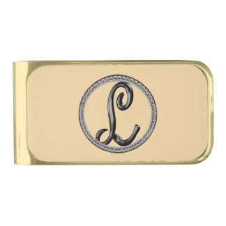 L Monogram Gold Finish Money Clip