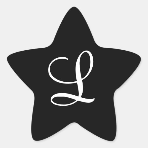 L Monogram Initial White on Black Star Sticker