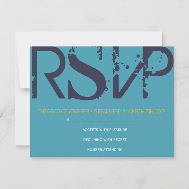 L Monogram Initials Bar Bat Mitzvah Reply Card (Front)
