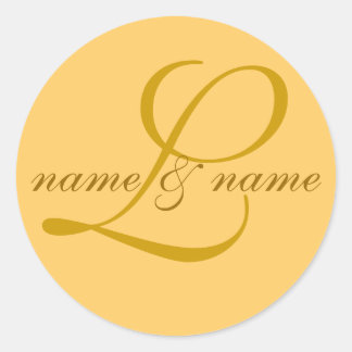 "L" monogram label, personalize first names Classic Round Sticker