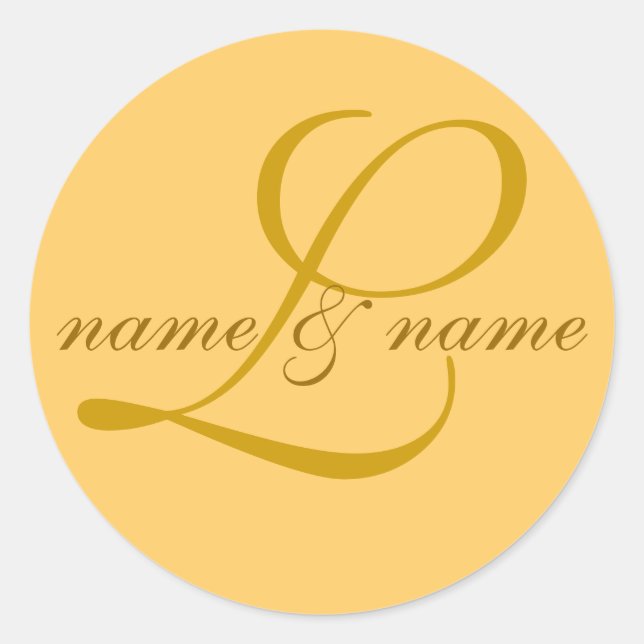 "L" monogram label, personalize first names Classic Round Sticker (Front)