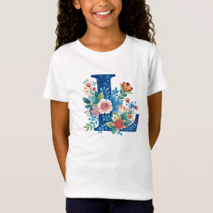 L Monogram ornate floral design T-Shirt