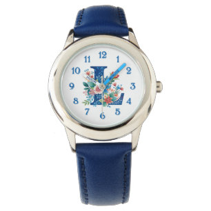 L Monogram ornate floral design Watch