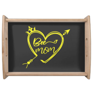 L-natural wood serving tray with a sweet message