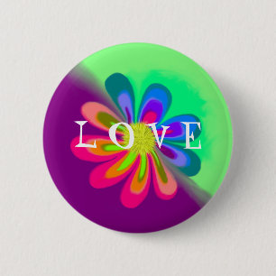 L O V E Flower Pinback Button