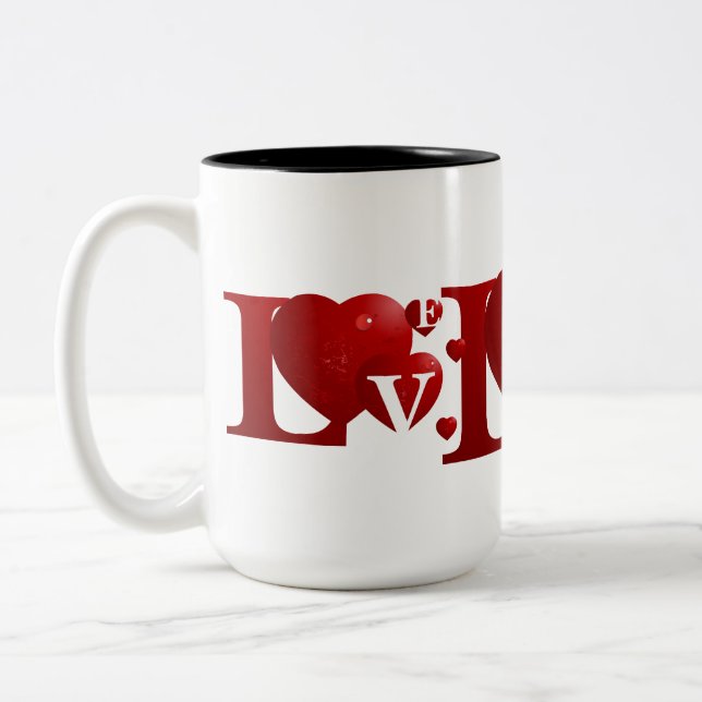 L.O.V.E. Hearts Two-Tone Coffee Mug (Left)