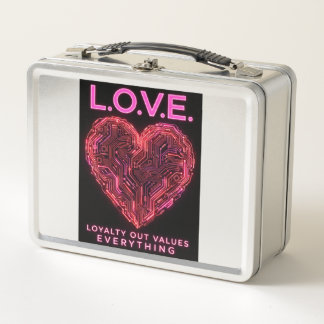 L.O.V.E. Neon Circuit Heart Loyalty Out Values Eve Metal Lunch Box