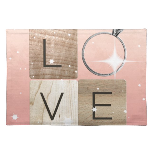 L-o-v-e Tiles Cloth Placemat (Front)