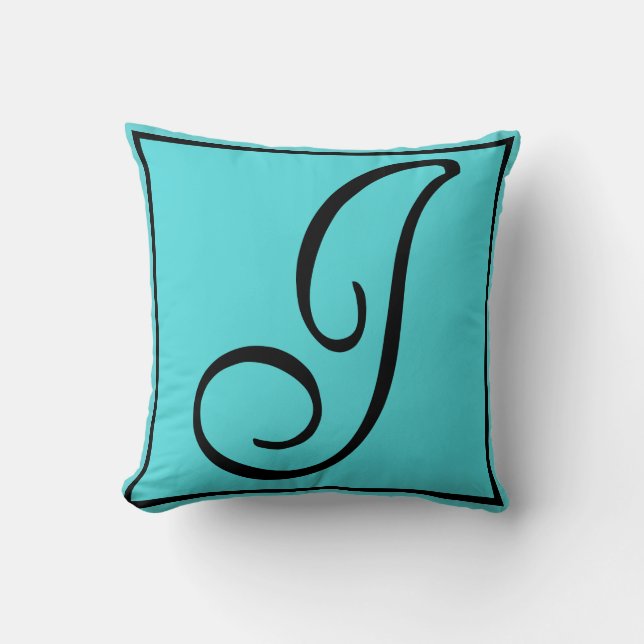 L PILLOW- The Letter L on Aqua Background Throw Pillow (Front)