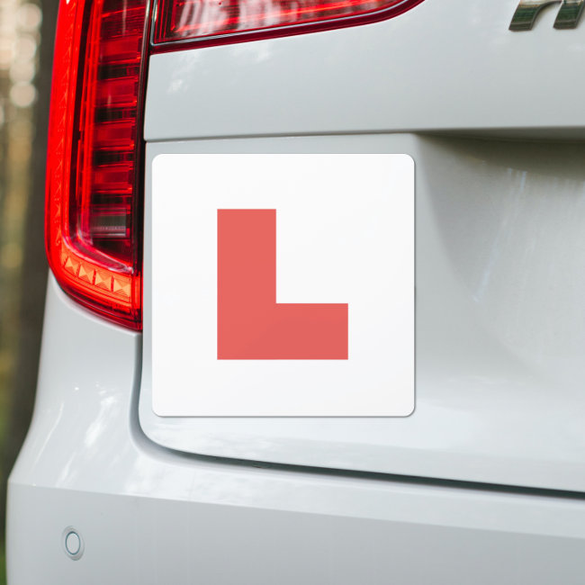 L Plate Learner Driver Red 7" Car Magnet