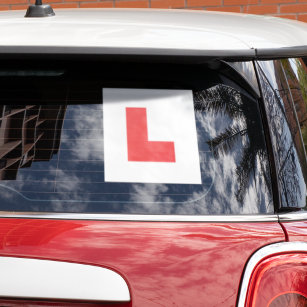 L Plate Learner Driver Red 7" Car Window Cling