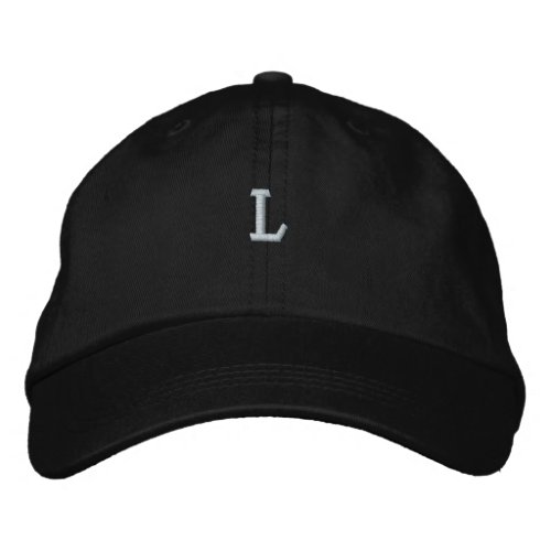 L  Printed text Monogram Initial Embroidered Hat