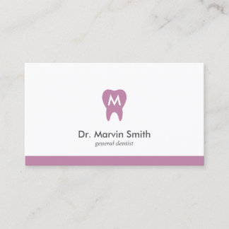 L Purple Dentist Monogram Tooth Dental Appointment Card