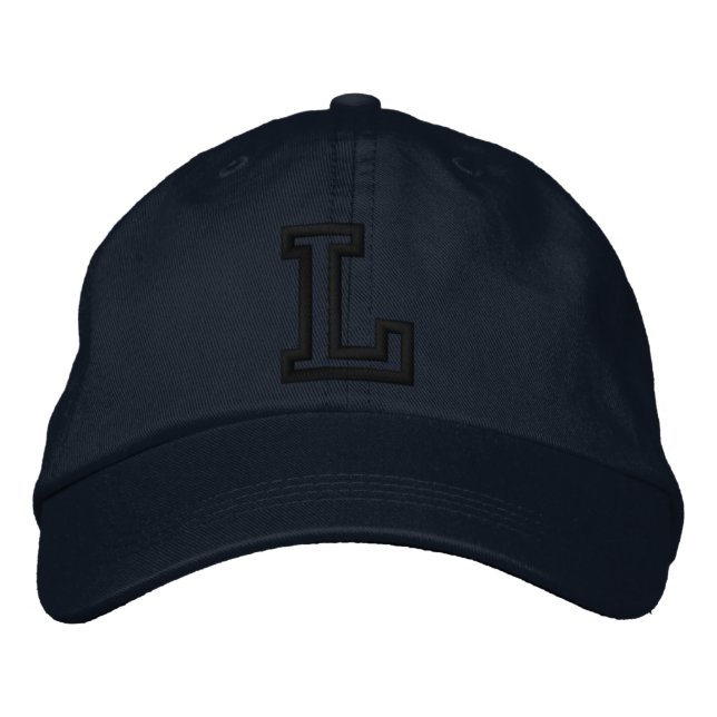 "L" Small Athletic Letter Embroidered Baseball Hat (Front)