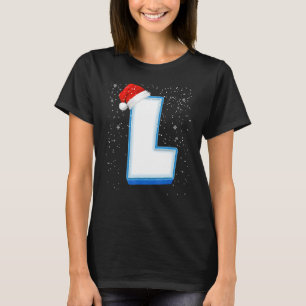 L Snowy Capital Christmas Monogram Alphabet Letter T-Shirt
