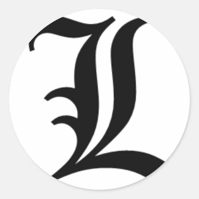 L-text Old English Classic Round Sticker (Front)