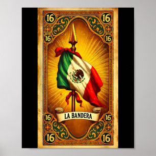 La bandera 16 chicano mexican heritage flag art poster