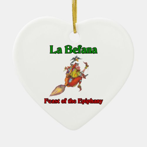 La Befana Christmas Witch Feast of the Epiphany Ceramic Ornament