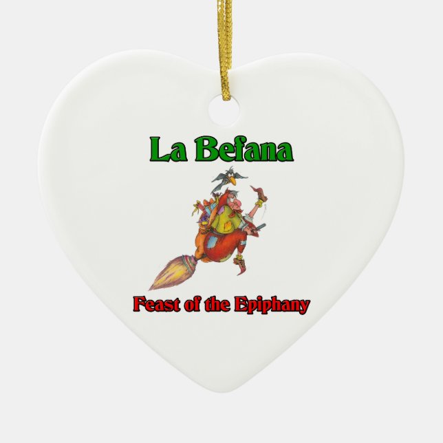 La Befana (Christmas Witch) Feast of the Epiphany Ceramic Ornament (Front)