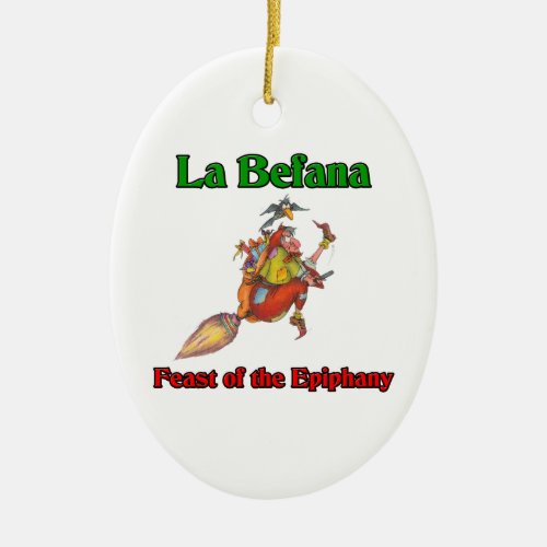 La Befana Christmas Witch Feast of the Epiphany Ceramic Ornament