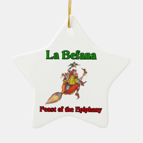 La Befana Christmas Witch Feast of the Epiphany Ceramic Ornament