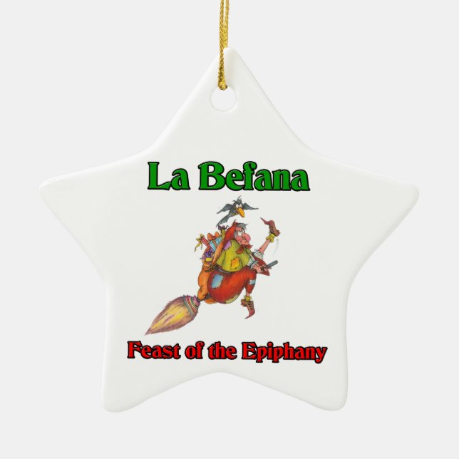 La Befana (Christmas Witch) Feast of the Epiphany Ceramic Ornament (Front)