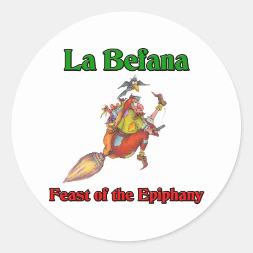 La Befana Christmas Witch Feast of the Epiphany Classic Round Sticker