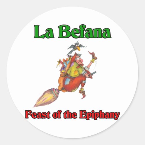 La Befana Christmas Witch Feast of the Epiphany Classic Round Sticker