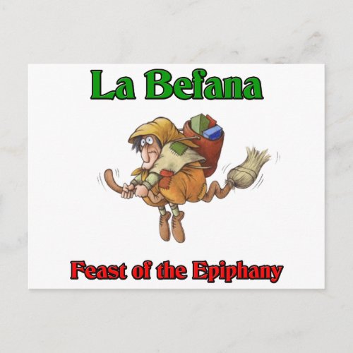 La Befana Christmas Witch Feast of the Epiphany Holiday Postcard