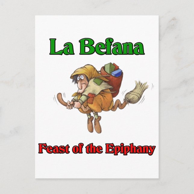 La Befana (Christmas Witch) Feast of the Epiphany. Holiday Postcard (Front)