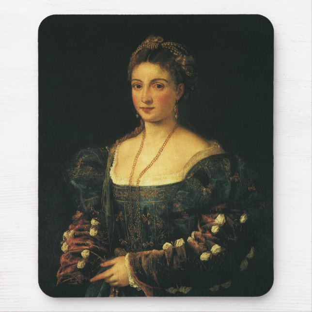 La Bella, Duchess of Urbino by Titian Mouse Pad (Front)