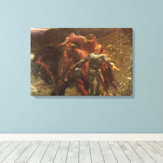La Belle Dame sans Merci by Sir Frank Dicksee Canvas Print (Insitu(Wood Floor))