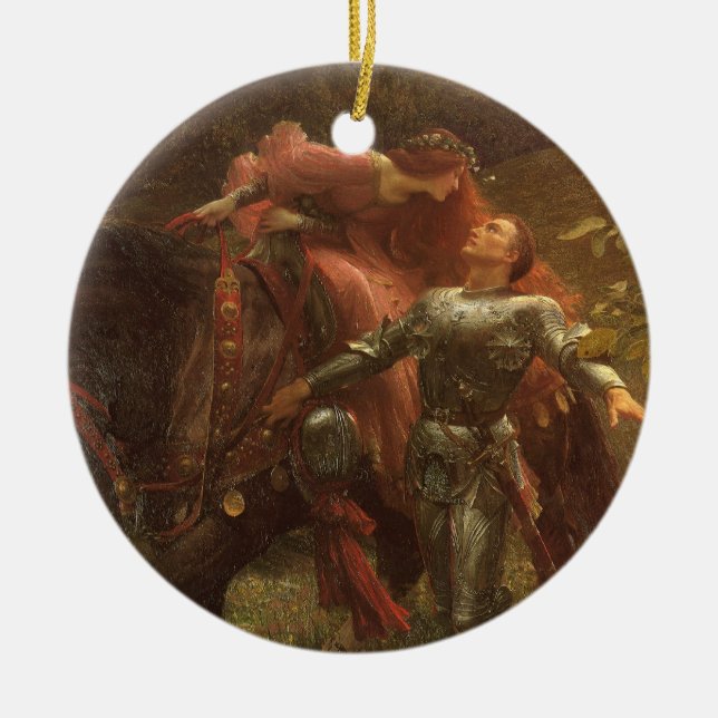 La Belle Dame sans Merci by Sir Frank Dicksee Ceramic Ornament (Front)
