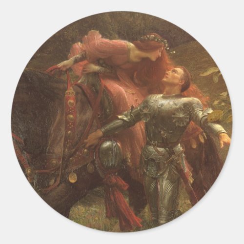 La Belle Dame sans Merci by Sir Frank Dicksee Classic Round Sticker