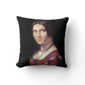 La Belle Ferronniere, Leonardo da Vinci Throw Pillow