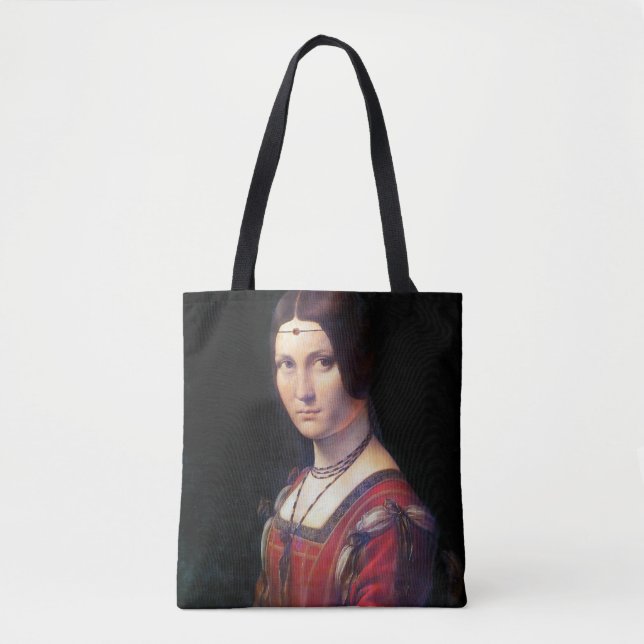 La Belle Ferronniere, Leonardo da Vinci Tote Bag (Front)